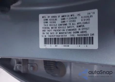 2016 Honda Accord Lx z USA, uszkodzony, nr VIN 1HGCR2F39GA189754